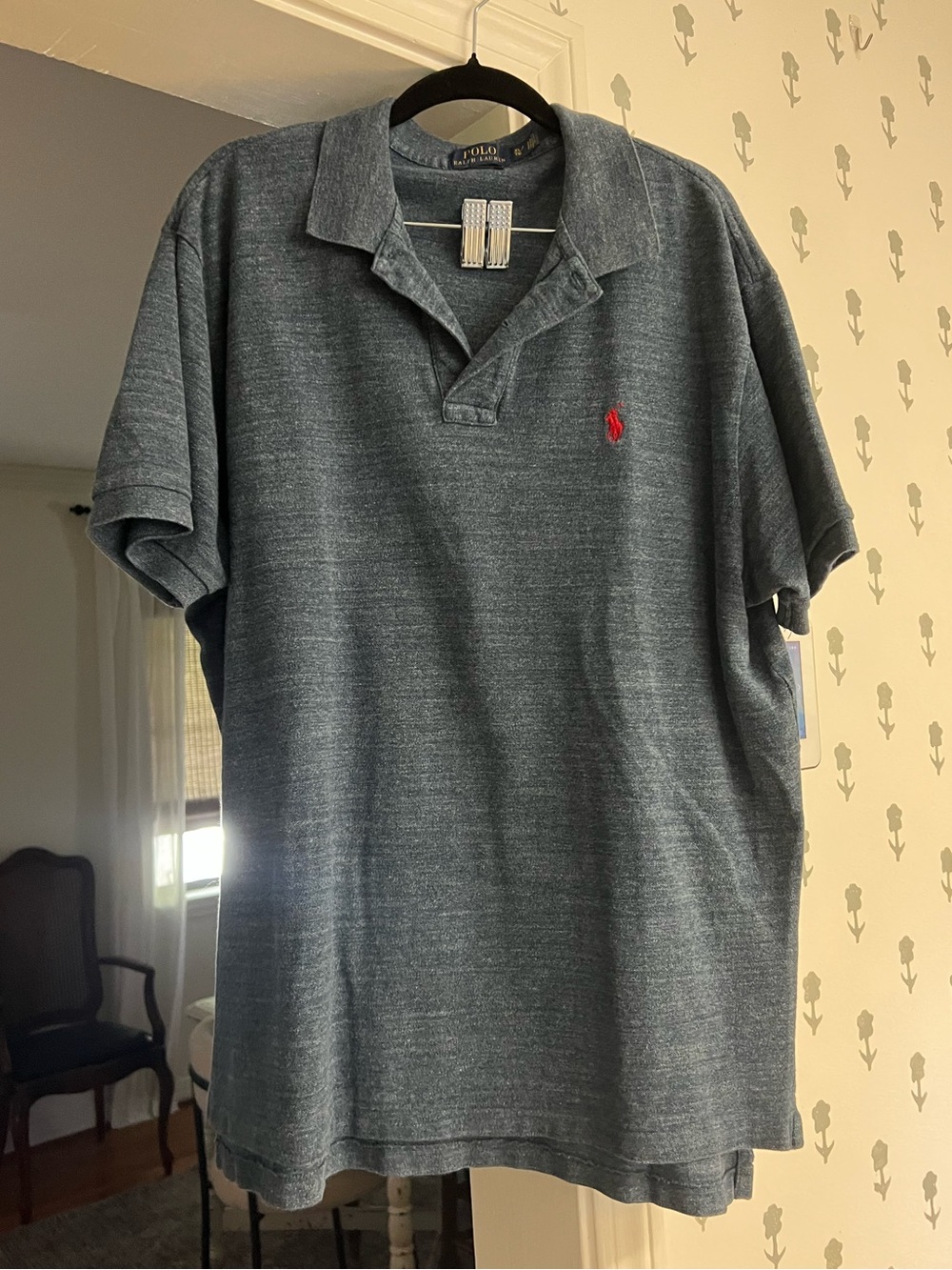 Polo by Ralph Lauren Men's Heathered Slate Blue Polo Shirt